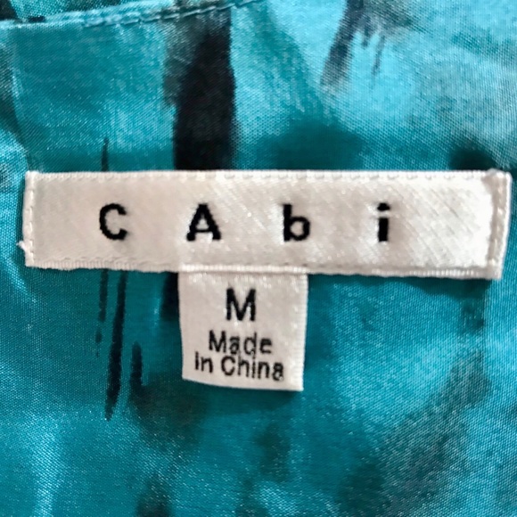 CABI Silk Blue Black Tiered Sleeveless Blouse - Picture 4 of 4